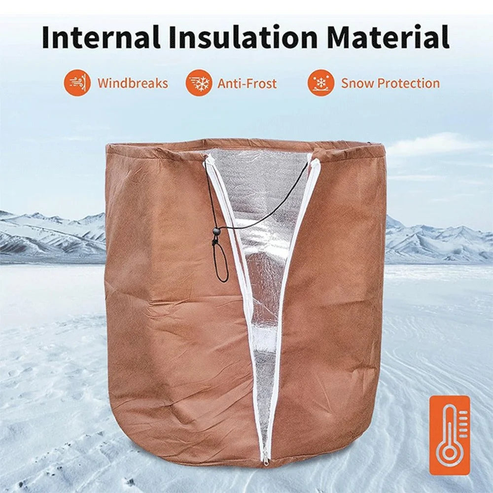 65x70cm Winter Plant Pot Protection Bag with Drawstring and Zipper Anti-Frost Plant Cover - 3