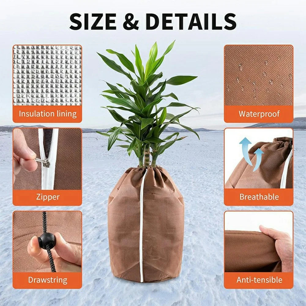 65x70cm Winter Plant Pot Protection Bag with Drawstring and Zipper Anti-Frost Plant Cover - 4