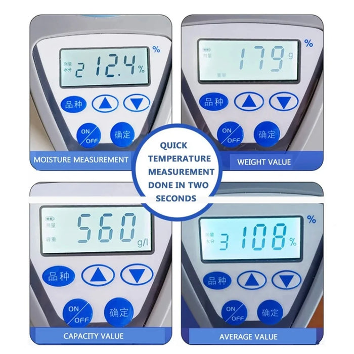 LDS-1G Grain Moisture Meter High Precision Automatic Digital Grain Corn Rice Wheat Moisture Humidity Gauge (BPA Free, No FDA) - Grey / EU Plug - 4