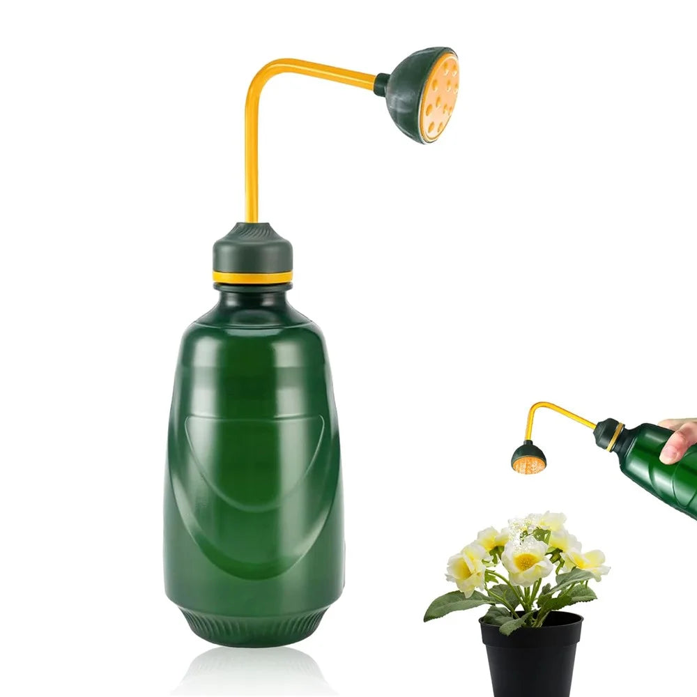 Long Spout Watering Can Squeeze Handle Thin Nozzle Bent Neck Plant Sprayer for Indoor Gardening / Houseplants - Green - 1