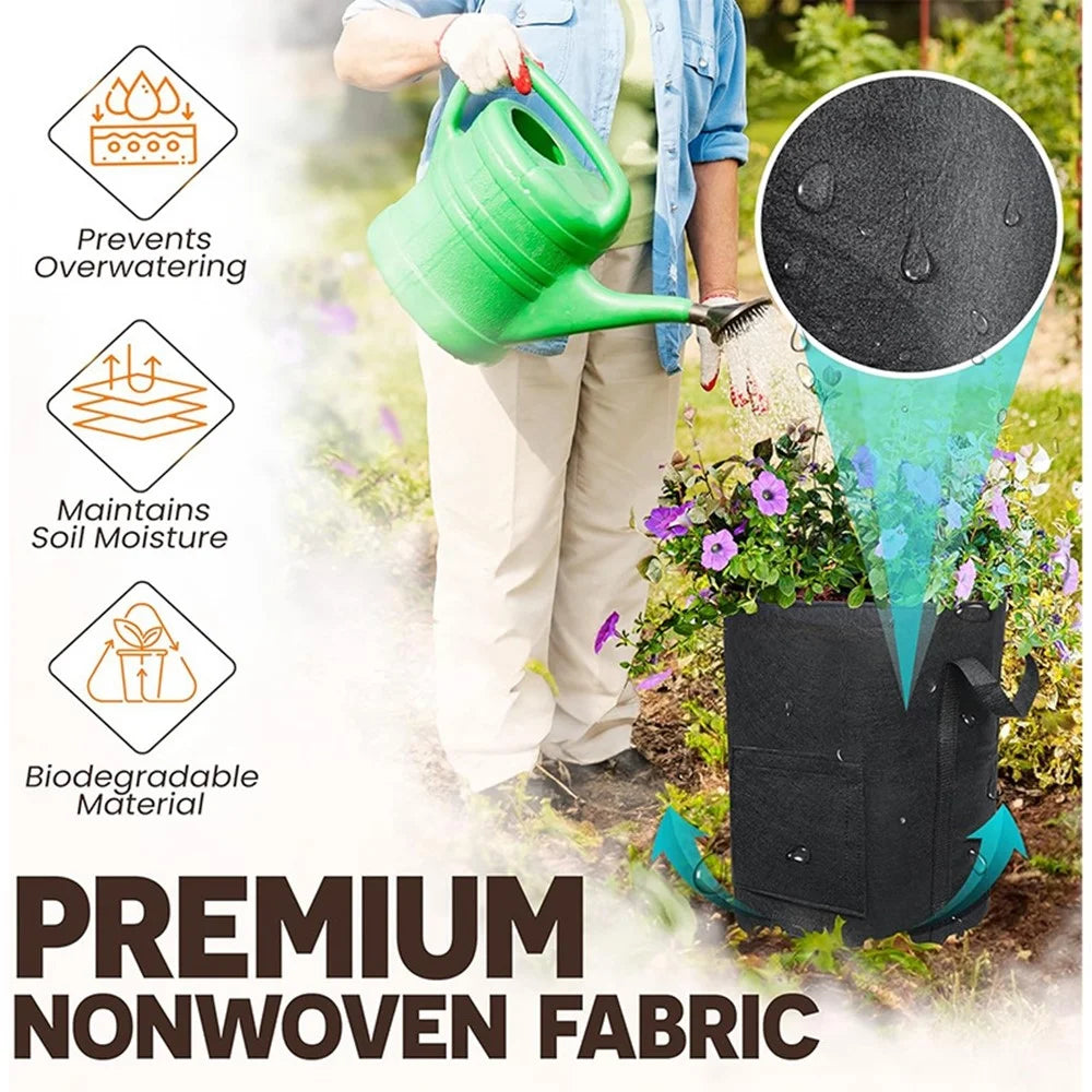 40 x 45cm 15 Gallon Potato Growing Bag Thickened Felt Planter Reusable Non-Woven Fabric Container for Garden - 3