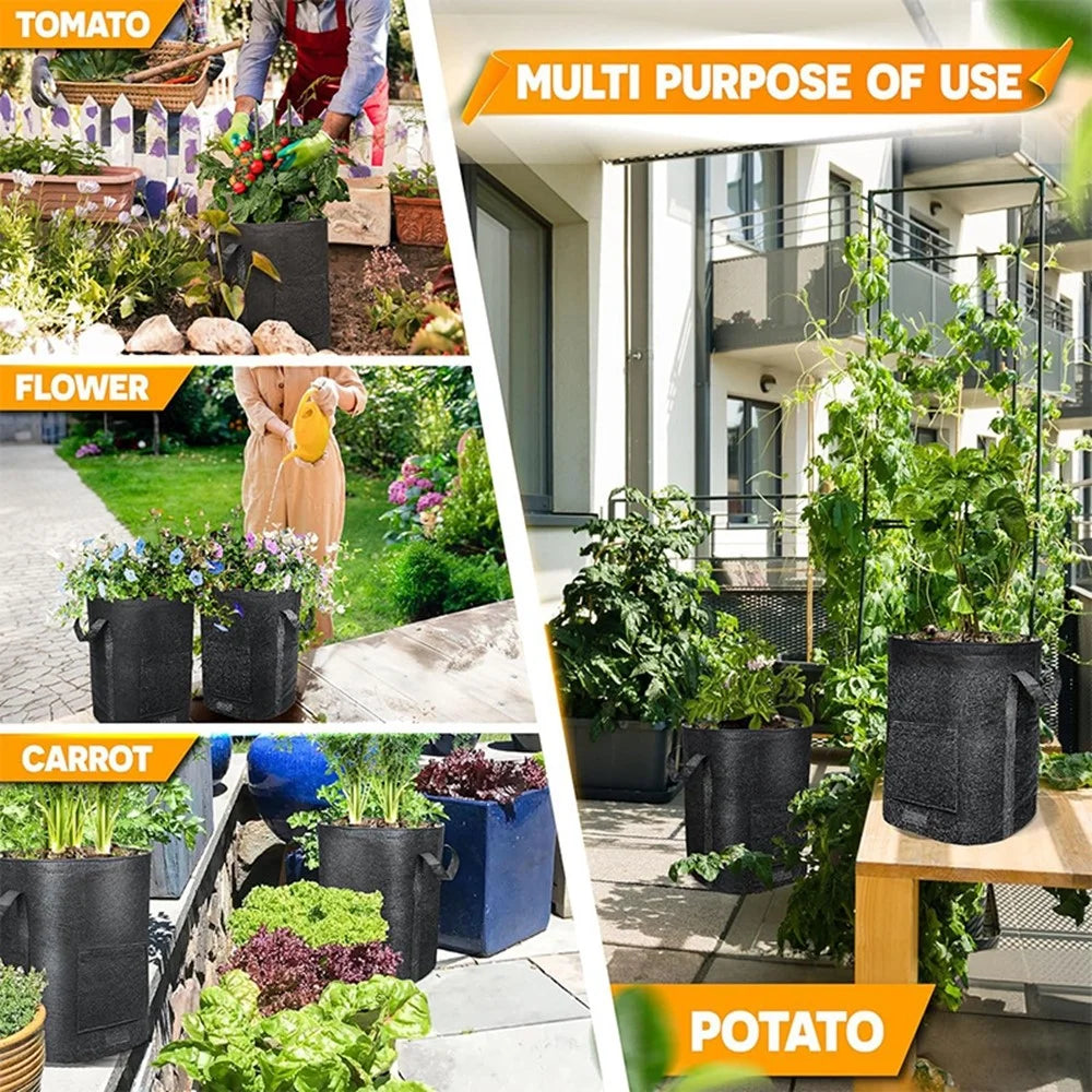 40 x 45cm 15 Gallon Potato Growing Bag Thickened Felt Planter Reusable Non-Woven Fabric Container for Garden - 4