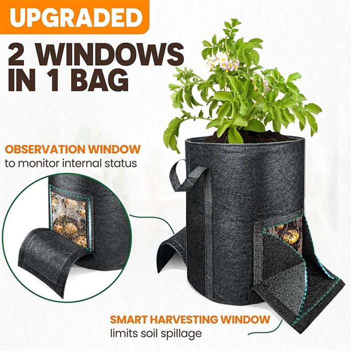 35 x 40cm 10 Gallon Potato Growing Bag Thickened Felt Planter Reusable Non-Woven Fabric Container for Garden - 2