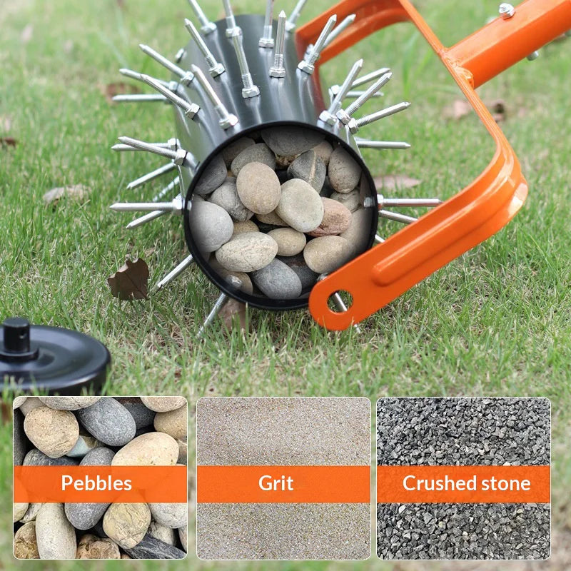 3-Section 1.2m Rod Rolling Lawn Aerator 42 Steel Spikes Soil Penetrator Garden Tool for Lawn Care - 4