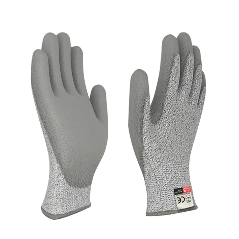 MH-F124 1 Pair PU Coated HPPE 5-Level Cut-Resistant Gloves Industry Hand Protection Full-finger Gloves - 1