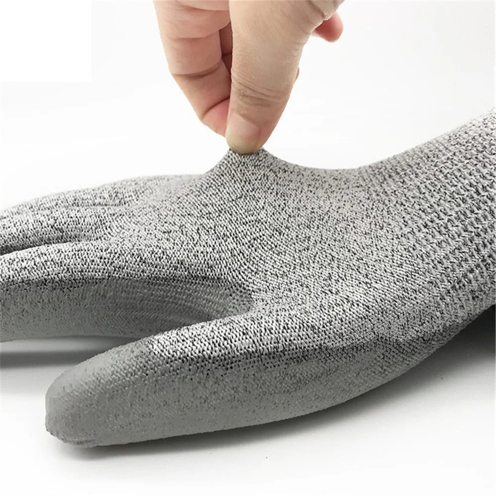 MH-F124 1 Pair PU Coated HPPE 5-Level Cut-Resistant Gloves Industry Hand Protection Full-finger Gloves - 4