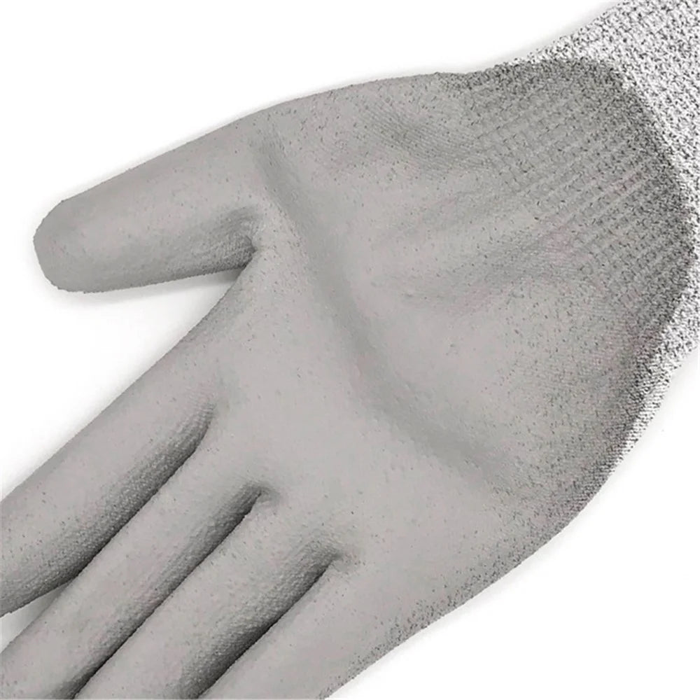 MH-F124 1 Pair PU Coated HPPE 5-Level Cut-Resistant Gloves Industry Hand Protection Full-finger Gloves - 5