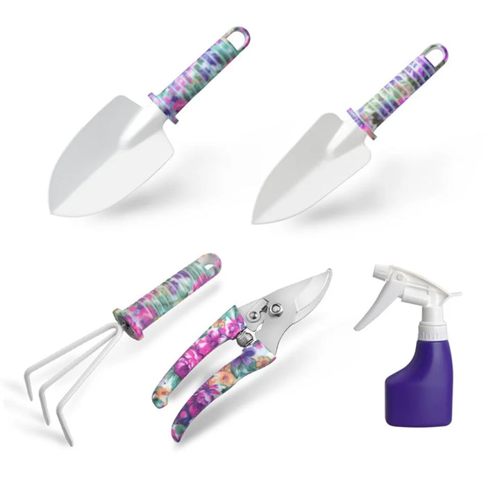 JC-1010 5Pcs / Set Stylish Pattern Garden Tools Soil Loosening Watering Can Tool Kit - Purple - 2