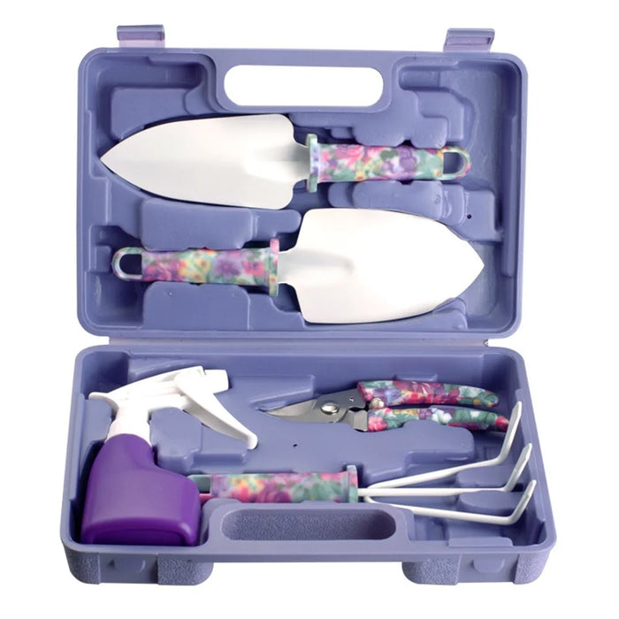 JC-1010 5Pcs / Set Stylish Pattern Garden Tools Soil Loosening Watering Can Tool Kit - Purple - 4