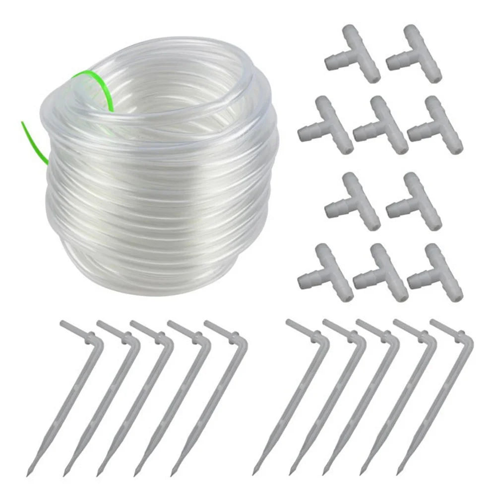 10m PVC Water Pipe Garden Drip Irrigation Clear Hose Fittings for Automatic Waterer - 1