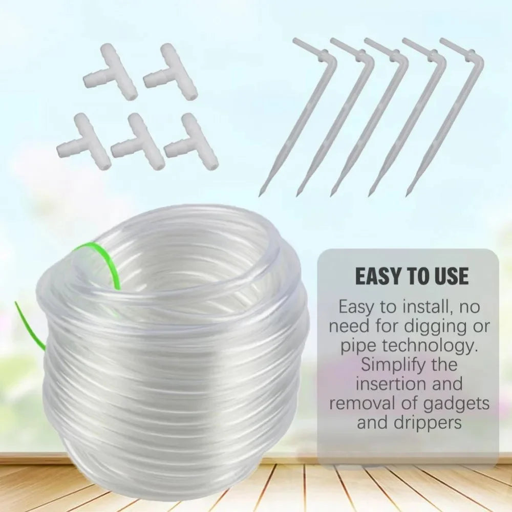 20m Clear Water Pipe Garden Drip Irrigation PVC Hose Fittings for Automatic Waterer - 3