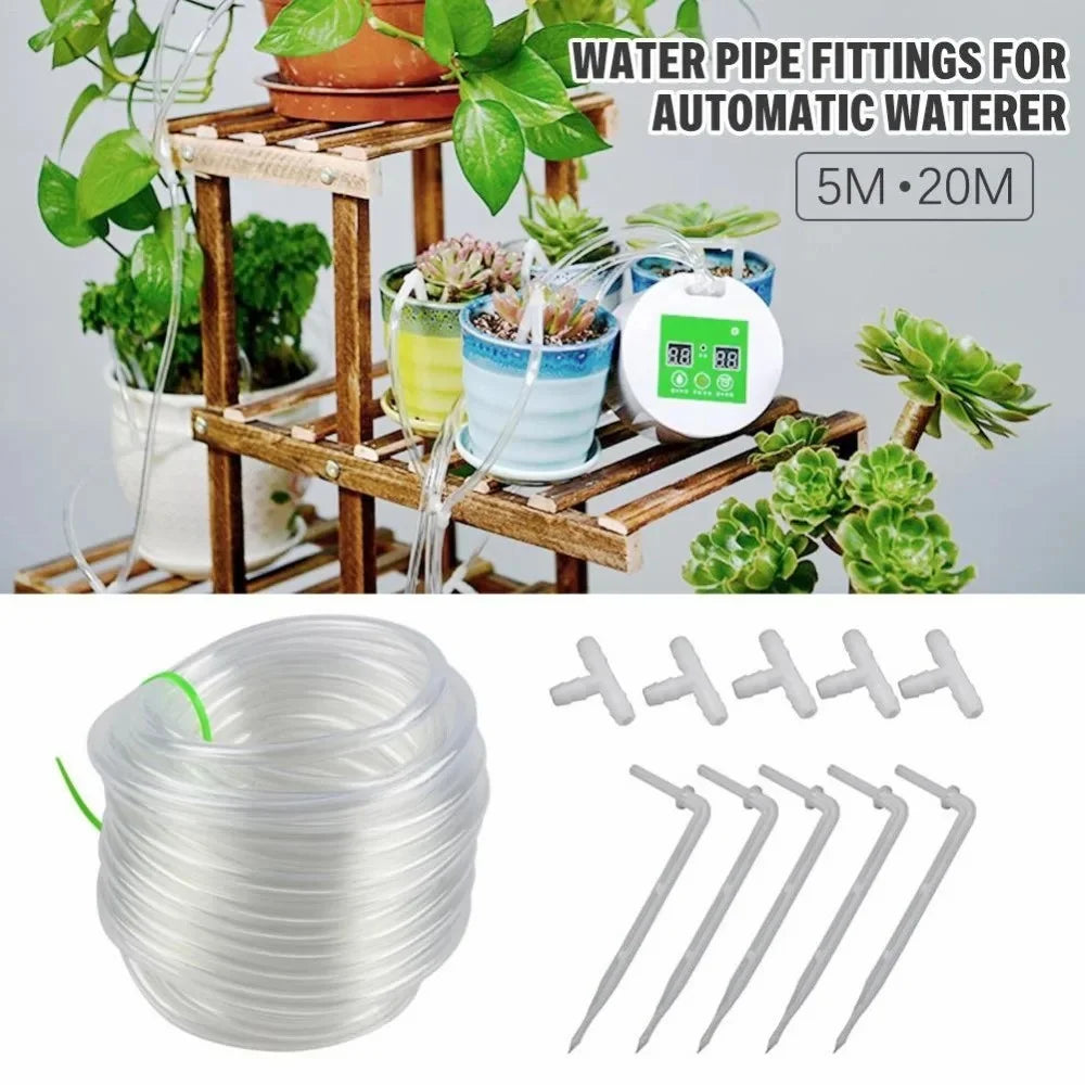 20m Clear Water Pipe Garden Drip Irrigation PVC Hose Fittings for Automatic Waterer - 4