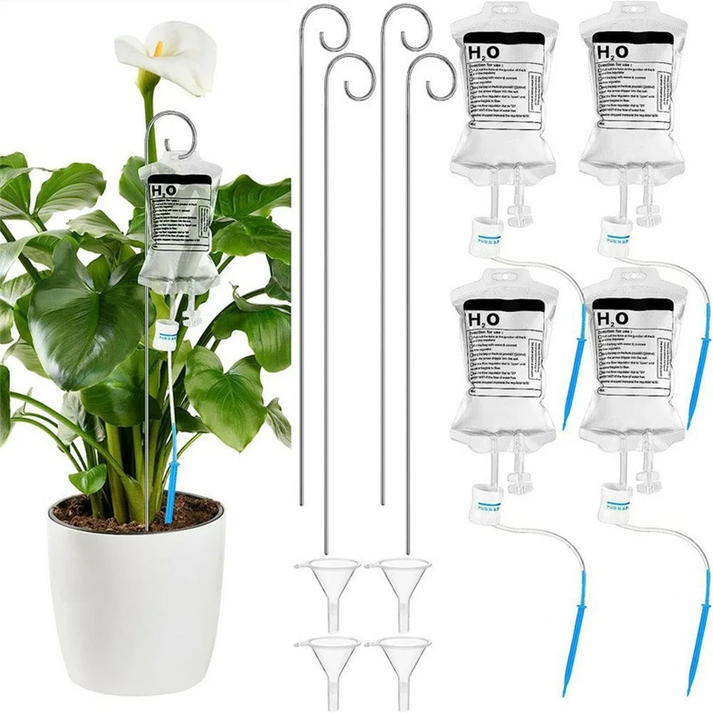 4Pcs 350ml Plant Watering Drip Irrigation Bags Adjustable Auto Watering Bag with 4 Hooks - 1