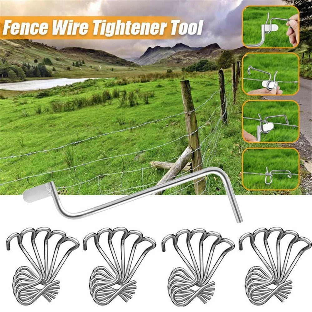 30Pcs Fence Wire Tensioner Garden Yard Metal Fence Wire Fastening Tool with Wrench - 6