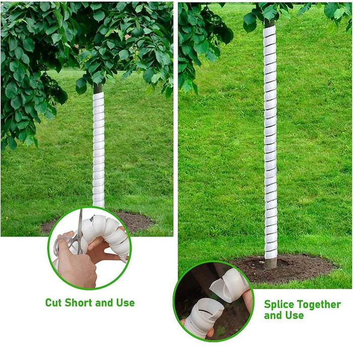 2 Large + 2 Small Tree Trunk Protectors Plastic Tree Trunk Wrap Pipes Bark Guard - White - 4