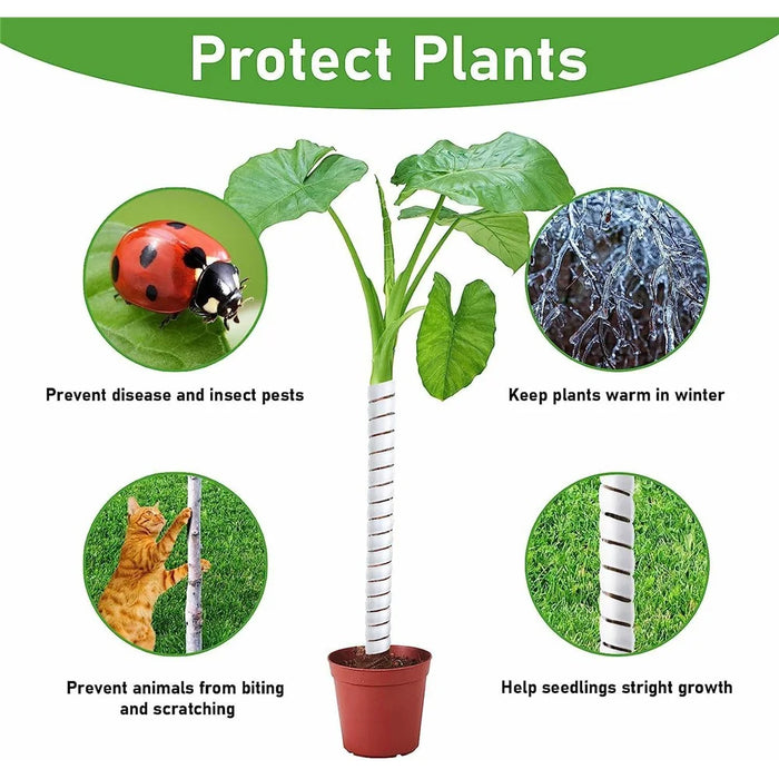 2 Large + 2 Small Tree Trunk Protectors Plastic Tree Trunk Wrap Pipes Bark Guard - White - 5