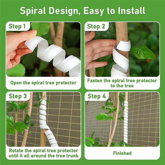 2 Large + 2 Small Tree Trunk Protectors Plastic Tree Trunk Wrap Pipes Bark Guard - White - 6