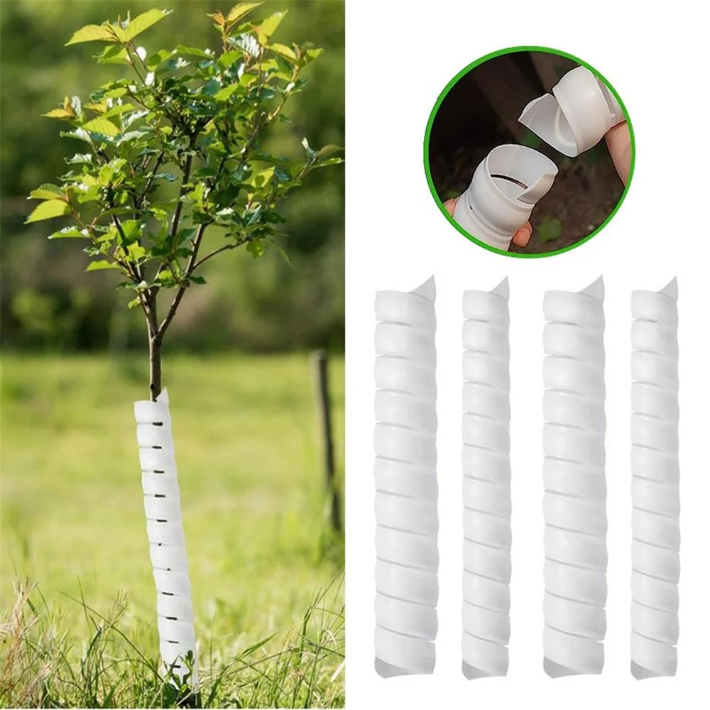 1 Large + 1 Small Tree Trunk Cover Plastic Tree Trunk Wrap Pipe Bark Protectors - White - 3