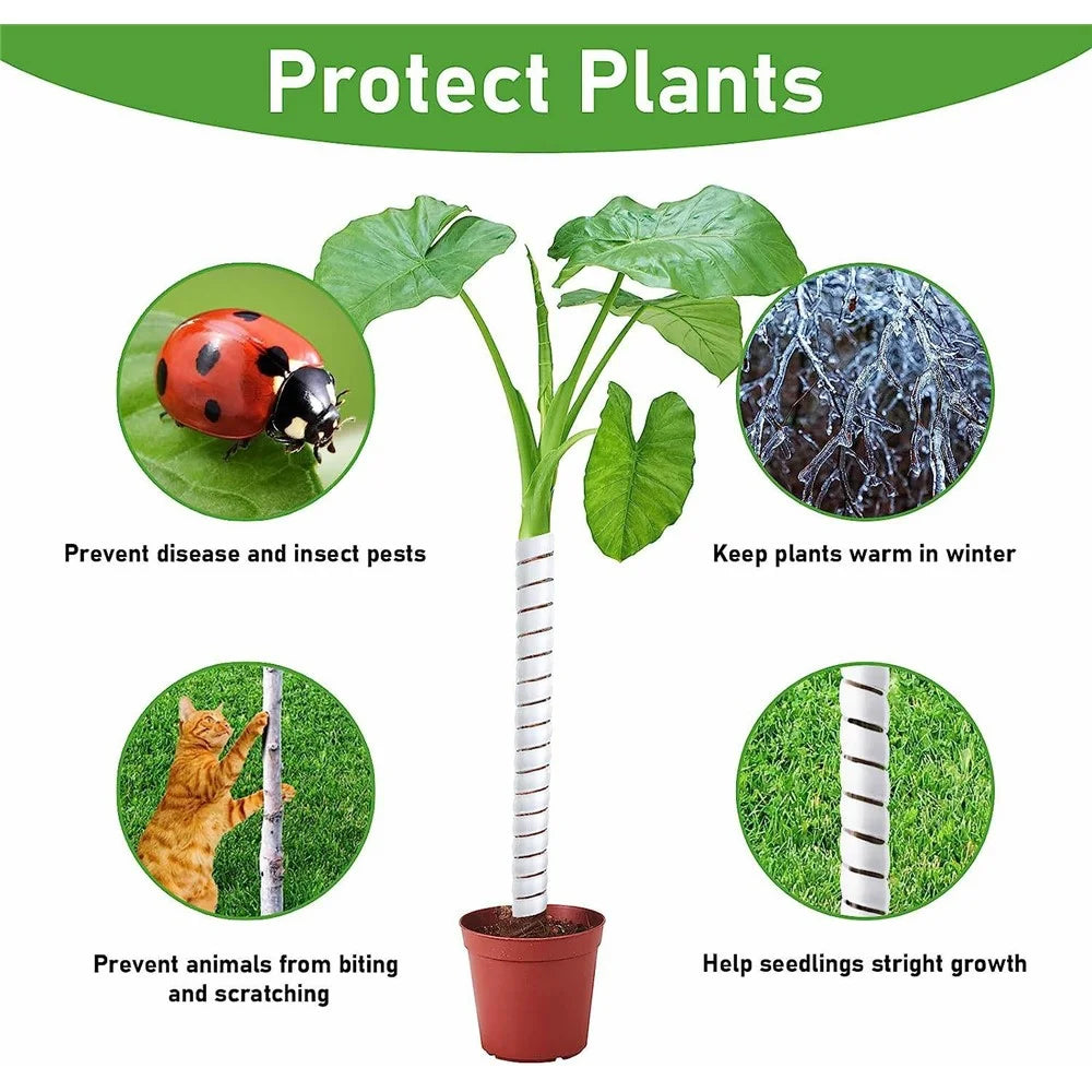 1 Large + 1 Small Tree Trunk Cover Plastic Tree Trunk Wrap Pipe Bark Protectors - White - 5
