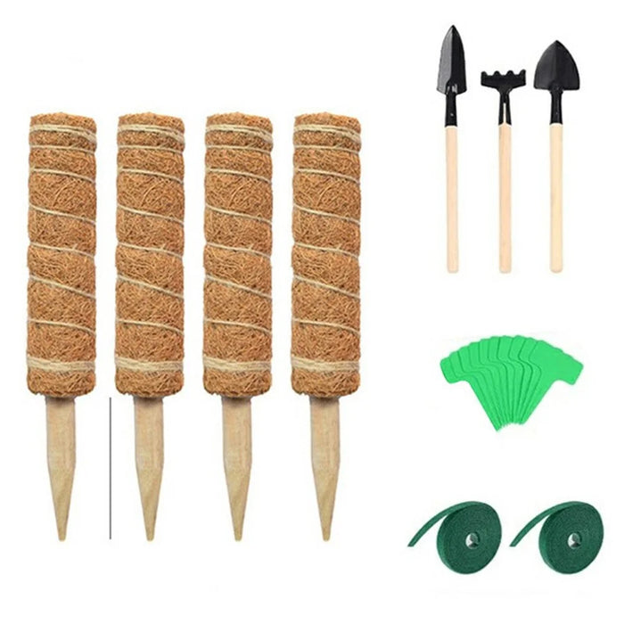 4Pcs 30cm Plant Climbing Rod Vine Climbing Coconut Palm Rod Plant Support Stick with Tools - 1