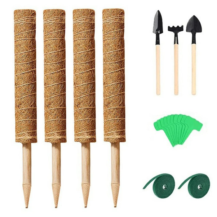 4Pcs 40cm Vine Climbing Coconut Palm Rod Plant Climbing Rod Plant Support Stick with Tools - 1
