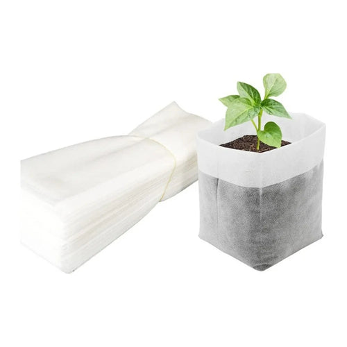 Non-Woven Fabric Plant Seedling Bags, 10x12cm / Top: 6x9cm - 100Pcs Plant Grow Bags - 1