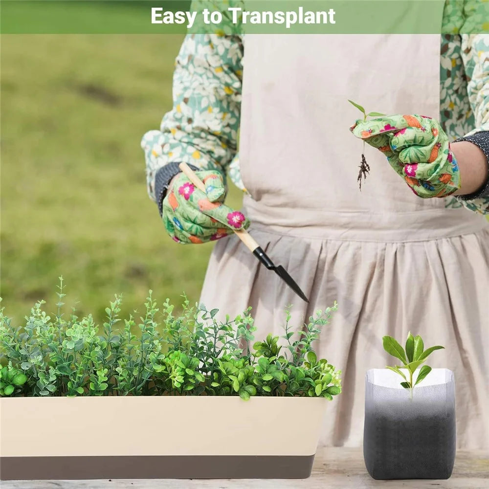 Non-Woven Fabric Plant Seedling Bags, 10x12cm / Top: 6x9cm - 100Pcs Plant Grow Bags - 5