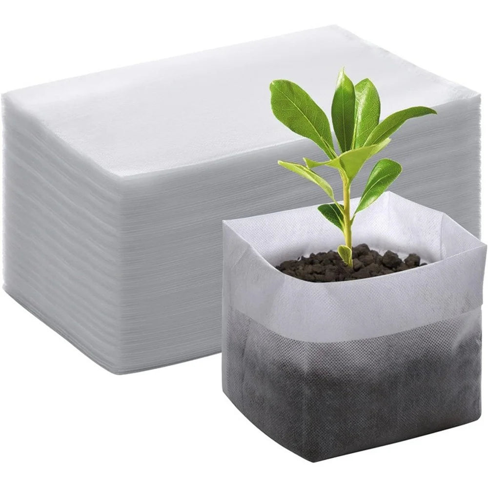 Non-Woven Fabric Plant Seedling Bags, 10x12cm / Top: 6x9cm - 100Pcs Plant Grow Bags - 7