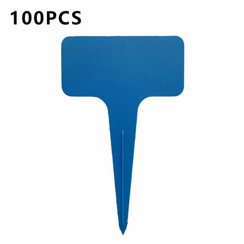 100Pcs T-Type Plant Labels PVC Plant Tags Reusable Nursery Garden Markers Seed Labels - Blue - 1