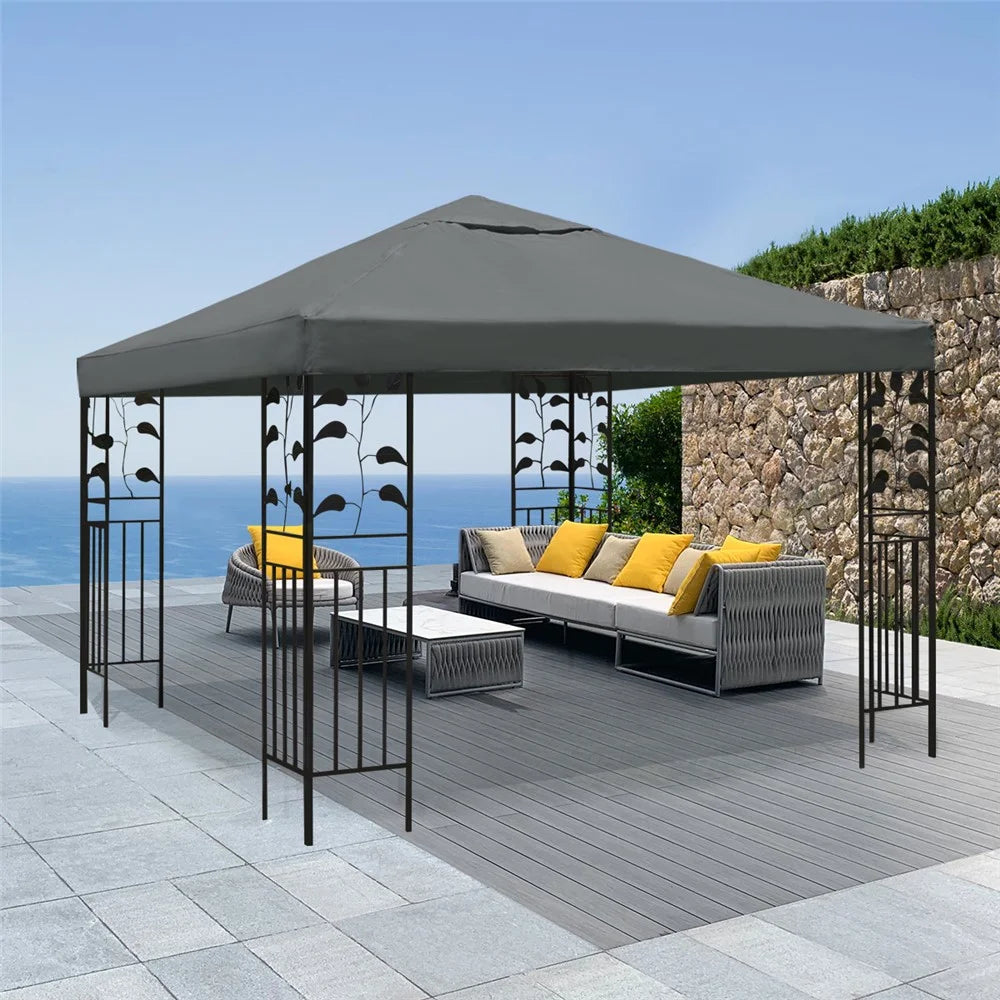 Outdoor Gazebo Replacement Canopy 300D Waterproof Coated Fabric Garden Pavilion Sunshade Cover 300 x 300cm - Grey - 3