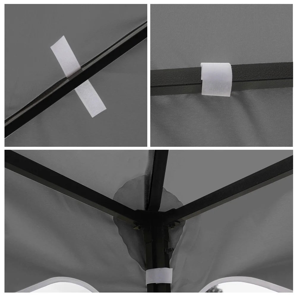 Outdoor Gazebo Replacement Canopy 300D Waterproof Coated Fabric Garden Pavilion Sunshade Cover 300 x 300cm - Grey - 4