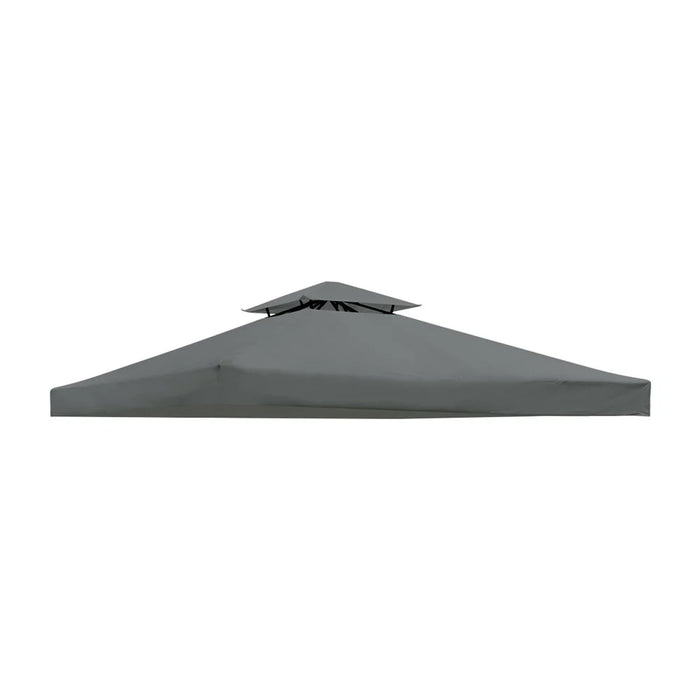 300 x 300cm Outdoor Gazebo Canopy 300D Polyester Waterproof Double Tier Sun Shade Tent - Grey - 1