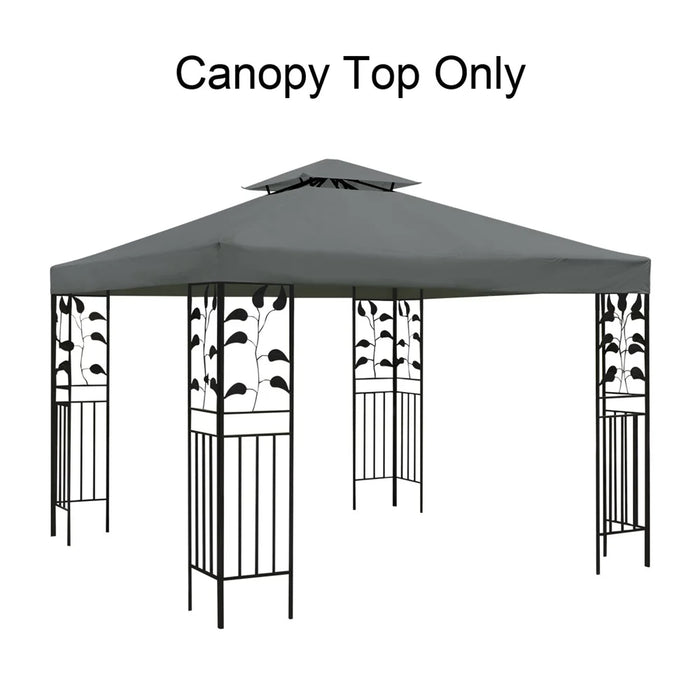 300 x 300cm Outdoor Gazebo Canopy 300D Polyester Waterproof Double Tier Sun Shade Tent - Grey - 2