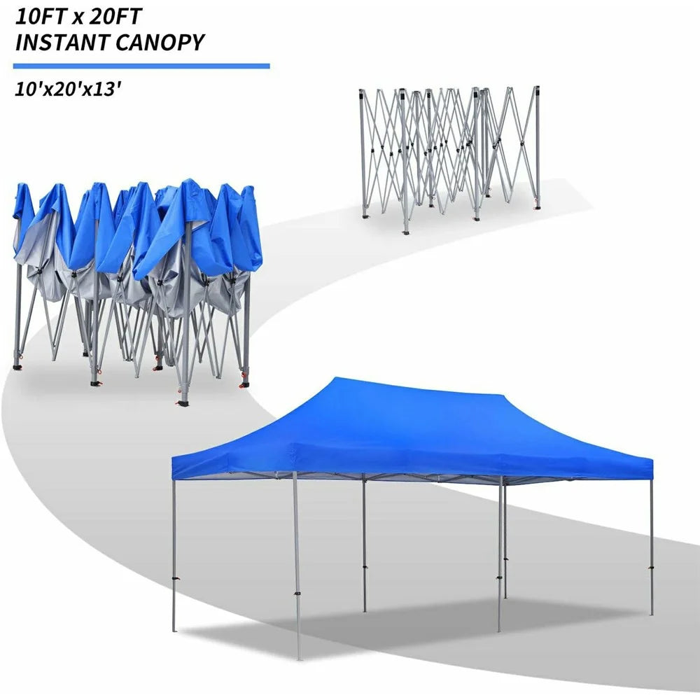 6x3m Pop Up Canopy Tent Without Sidewalls 3-Height Adjustable Waterproof UV Protection Gazebo Canopy for Outdoor Party Beach - Blue - 2