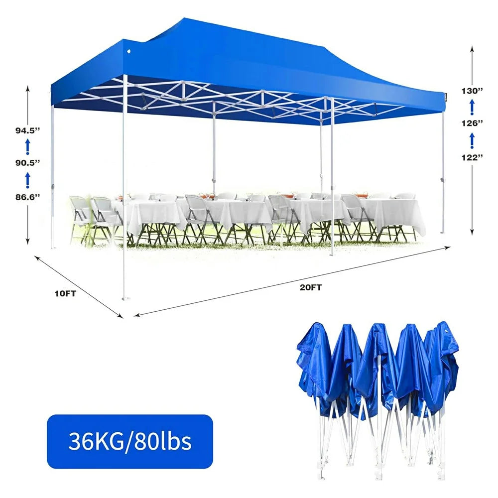 6x3m Pop Up Canopy Tent Without Sidewalls 3-Height Adjustable Waterproof UV Protection Gazebo Canopy for Outdoor Party Beach - Blue - 7