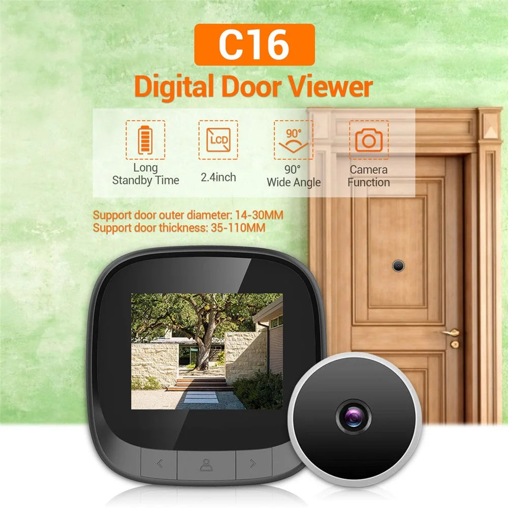 C16 2.4 inch Smart Door Viewer 90 Degree Wide Angle Rechargeable Doorbell HD Digital Door Peephole Camera - 3