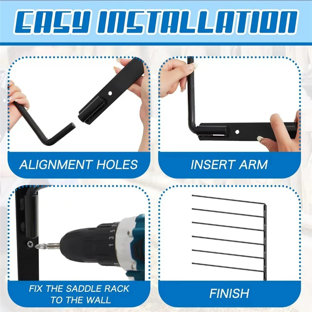 Rotating Saddle Pad Rack 180 Degree Swivel 6-Bar Wall Mount Bracket for Horse Tack Storage - 6