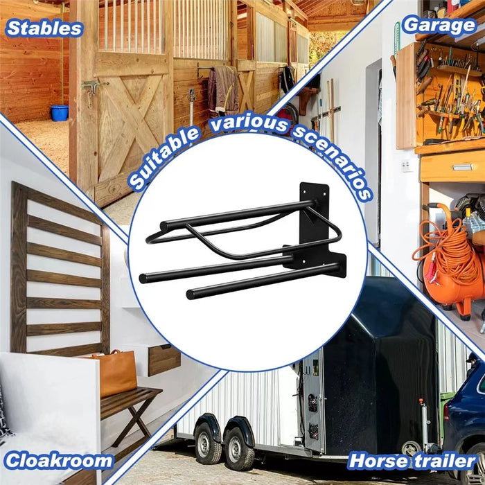 Wall Mounted Saddle Rack for Horse Tack Storage Heavy Duty Metal Equestrian Equipment Organizer - 5