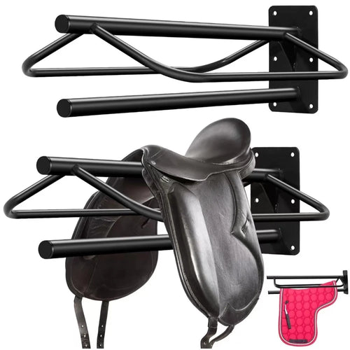 Saddle Rack Wall Mount For Horse Tack Storage Carbon Steel Double Bar Design Stable Garage Barn Organization - 1