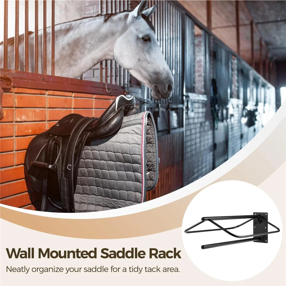 Saddle Rack Wall Mount For Horse Tack Storage Carbon Steel Double Bar Design Stable Garage Barn Organization - 2