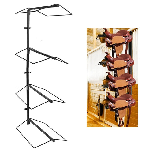 4 Tier Heavy Duty Wall Mount Saddle Rack For Horse Tack Pad Accessories Storage Adjustable Height - 1
