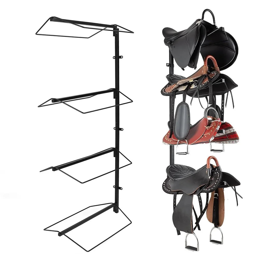 4 Tier Heavy Duty Wall Mount Saddle Rack For Horse Tack Pad Accessories Storage Adjustable Height - 2