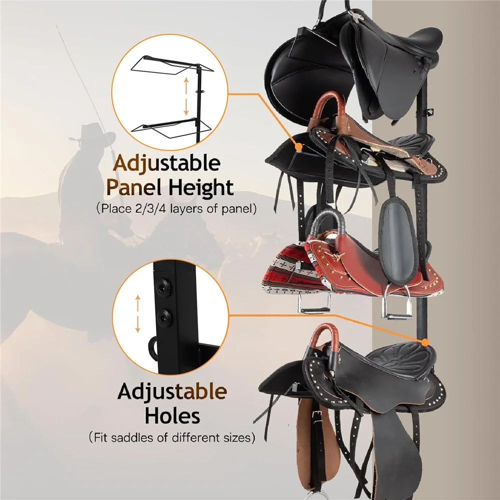 4 Tier Heavy Duty Wall Mount Saddle Rack For Horse Tack Pad Accessories Storage Adjustable Height - 5