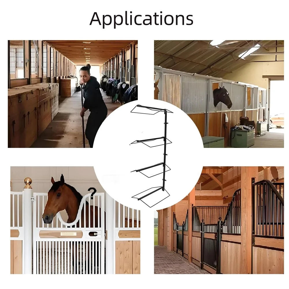 4 Tier Heavy Duty Wall Mount Saddle Rack For Horse Tack Pad Accessories Storage Adjustable Height - 6