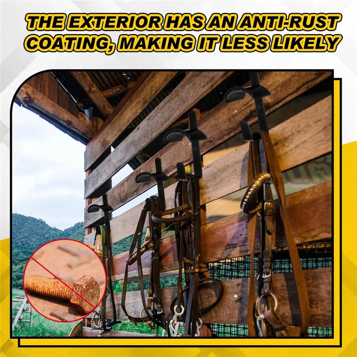 2 PCS Horse Bridle Rack Wall Mounted Metal Rein Hanger Hook Saddle Organizer For Equestrian Stable - 4