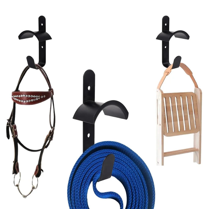 2 PCS Horse Bridle Rack Wall Mounted Metal Rein Hanger Hook Saddle Organizer For Equestrian Stable - 6