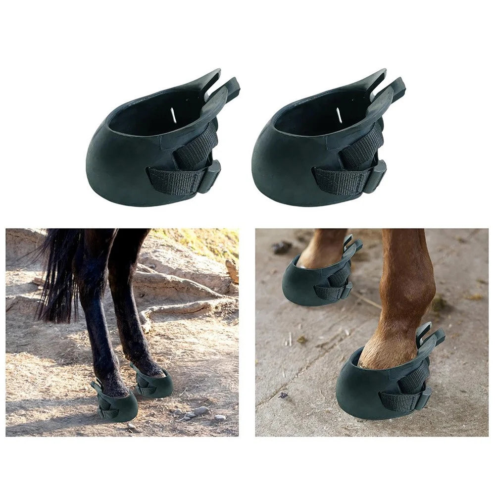 1 Pair Horse Hoof Boots Anti Slip Rubber Protective Shoes for Wound Isolation / Infection Prevention, Size L - 2