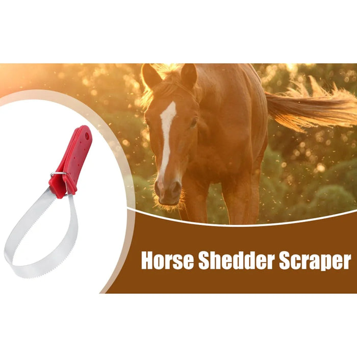 Stainless Steel Horse Sweat Scraper Itching Relief Grooming Shedding Tool with Teeth - Red - 4
