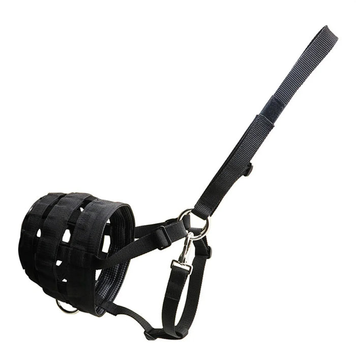 Size S Horse Muzzle Thick Webbing Breathable Equine Grazing Muzzle Padded Anti-Bite Mask - Black - 1