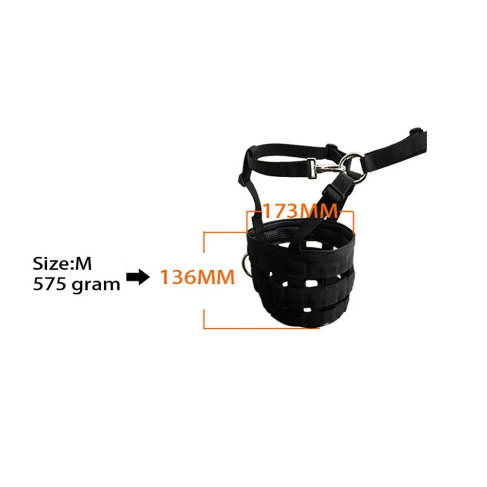 Size M Horse Muzzle Thick Webbing Breathable Equine Grazing Muzzle Padded Anti-Bite Mask - Black - 7